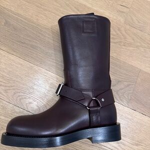 Burberry leather half saddle low boots